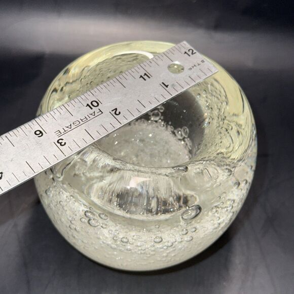 Vintage MCM Murano Style Art Glass Clear Bubble Storm 3.25” Votive Candle Holder - Picture 5 of 6